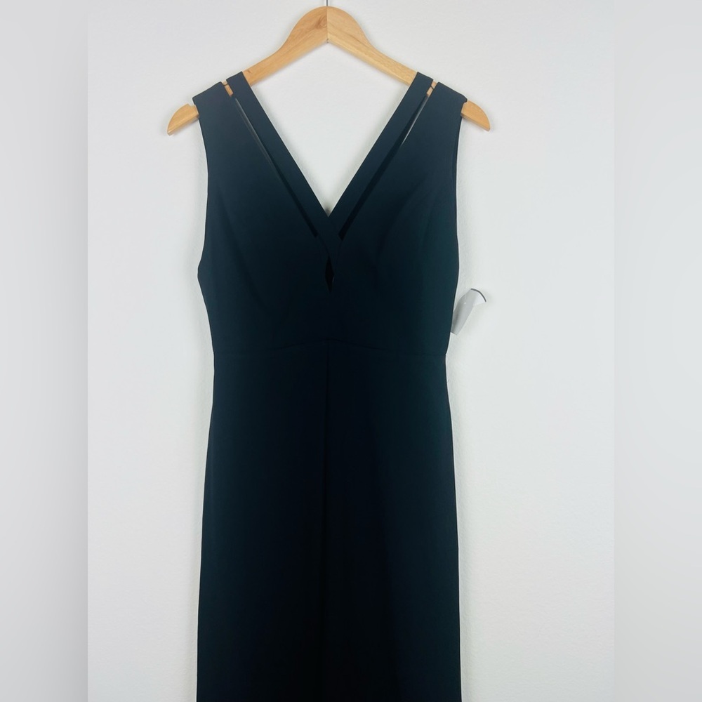 JILL Jill Stuart Black Deep V Criss Cross Gown Prom Formal Bridesmaid Dress 2 - Picture 3 of 10